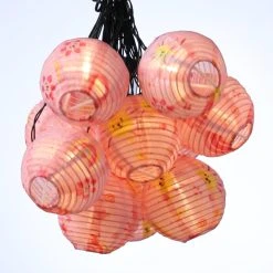 MARELIDA LED Solar Lichterkette 10 Lampions In Rosa - L: 4,5m