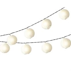 MARELIDA LED Solar Lichterkette 10 Lampions In Weiß - L: 4,5m