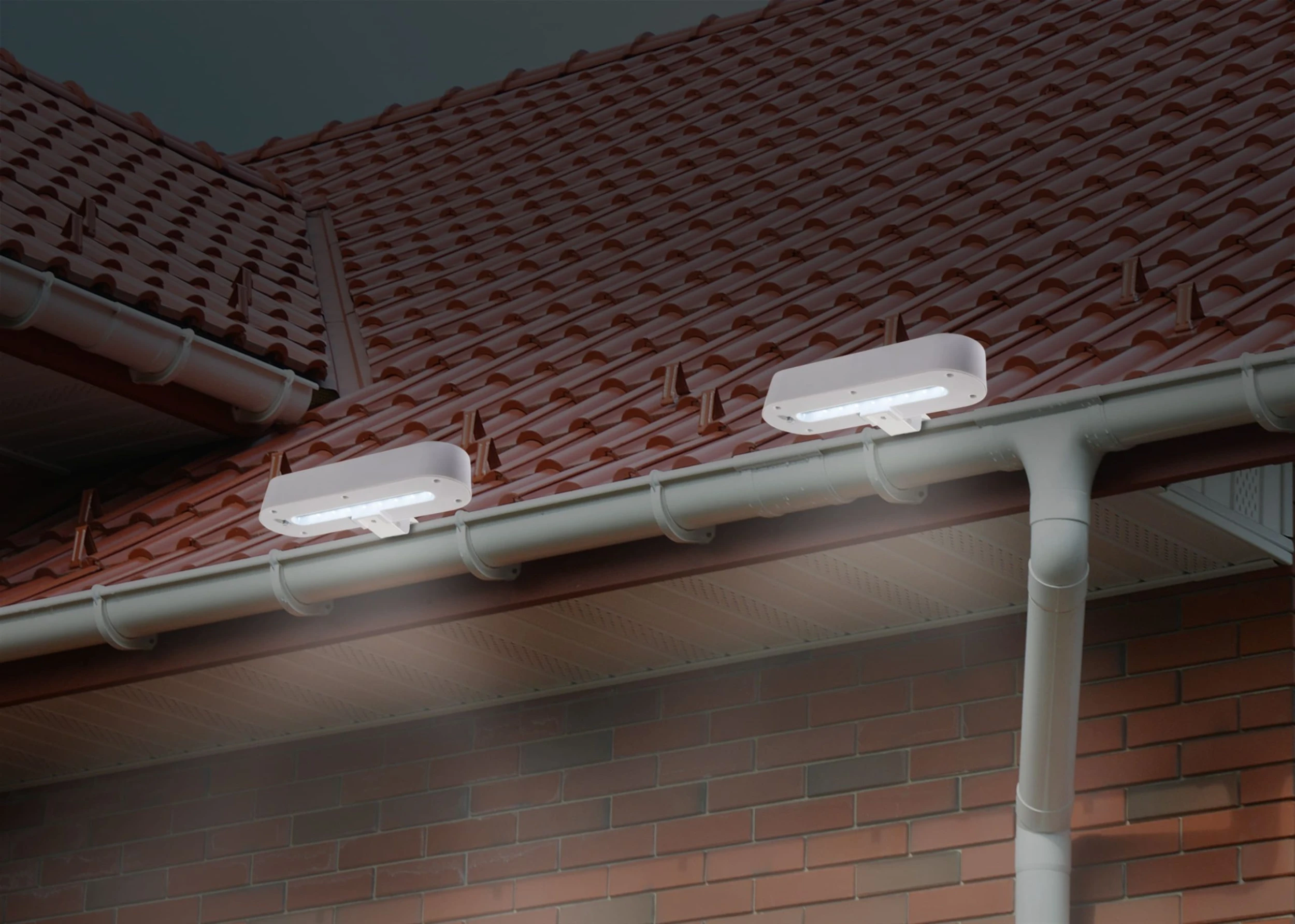 Näve LED 2er-Set Dachrinnenleuchte Mit Solar In Weiß – Bild 4