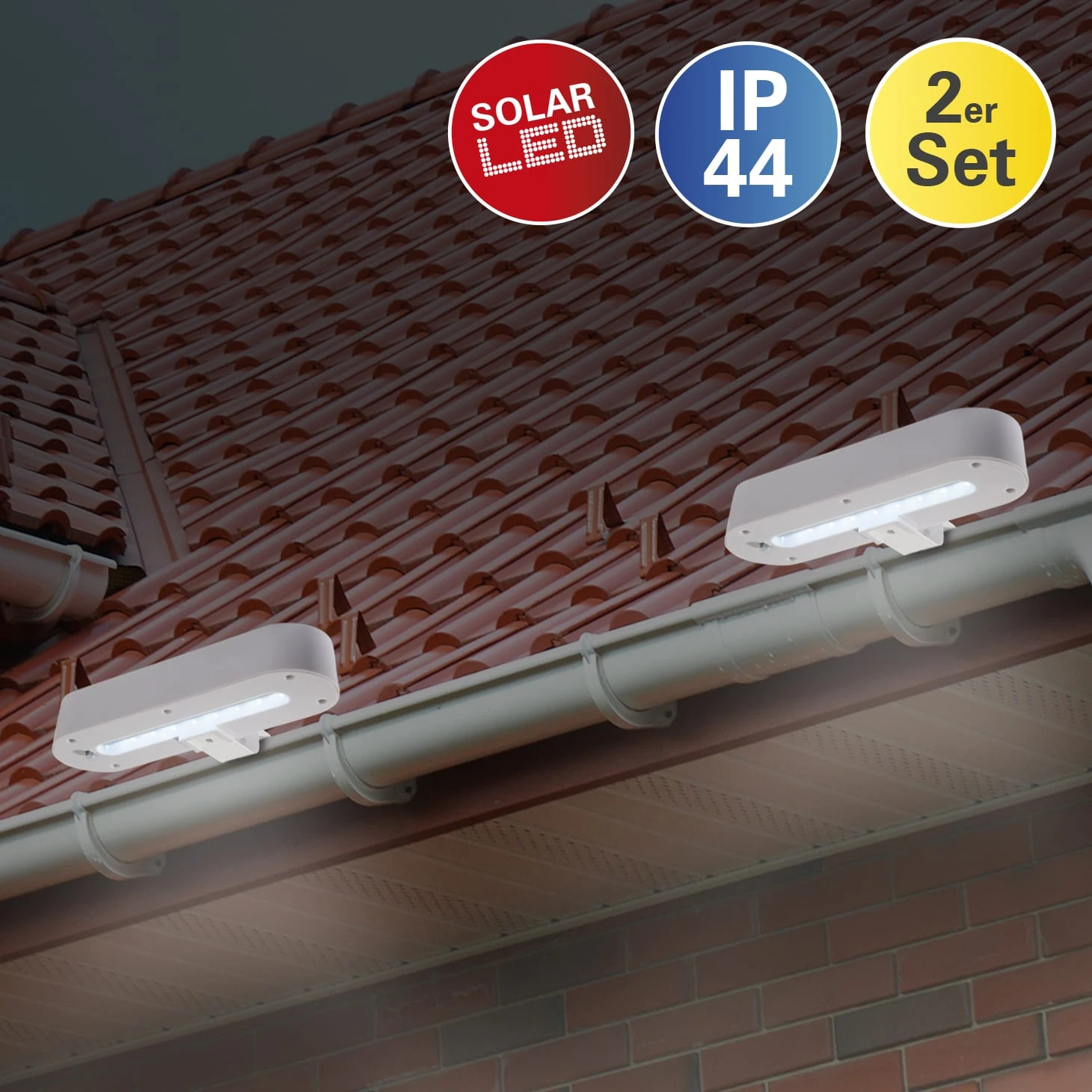 Näve LED 2er-Set Dachrinnenleuchte Mit Solar In Weiß – Bild 6