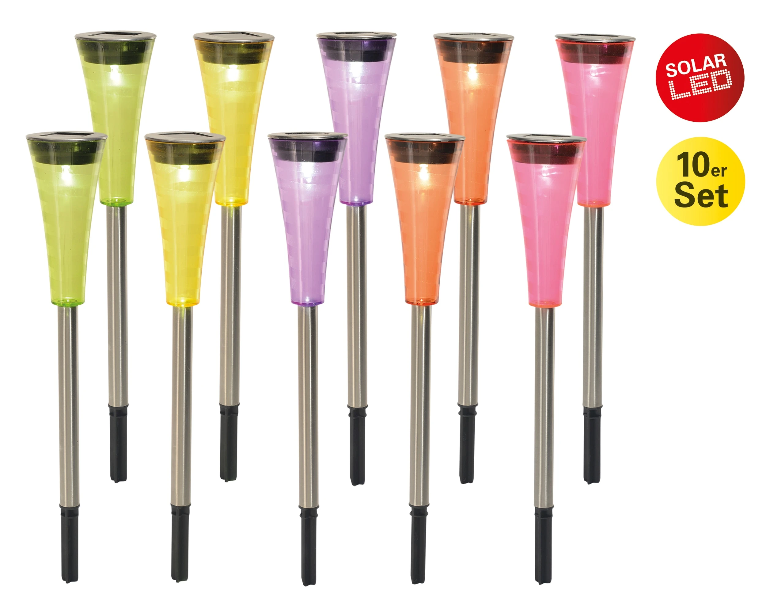 Näve LED Solar-Erdspieß 10er Set "Multi" In Bunt