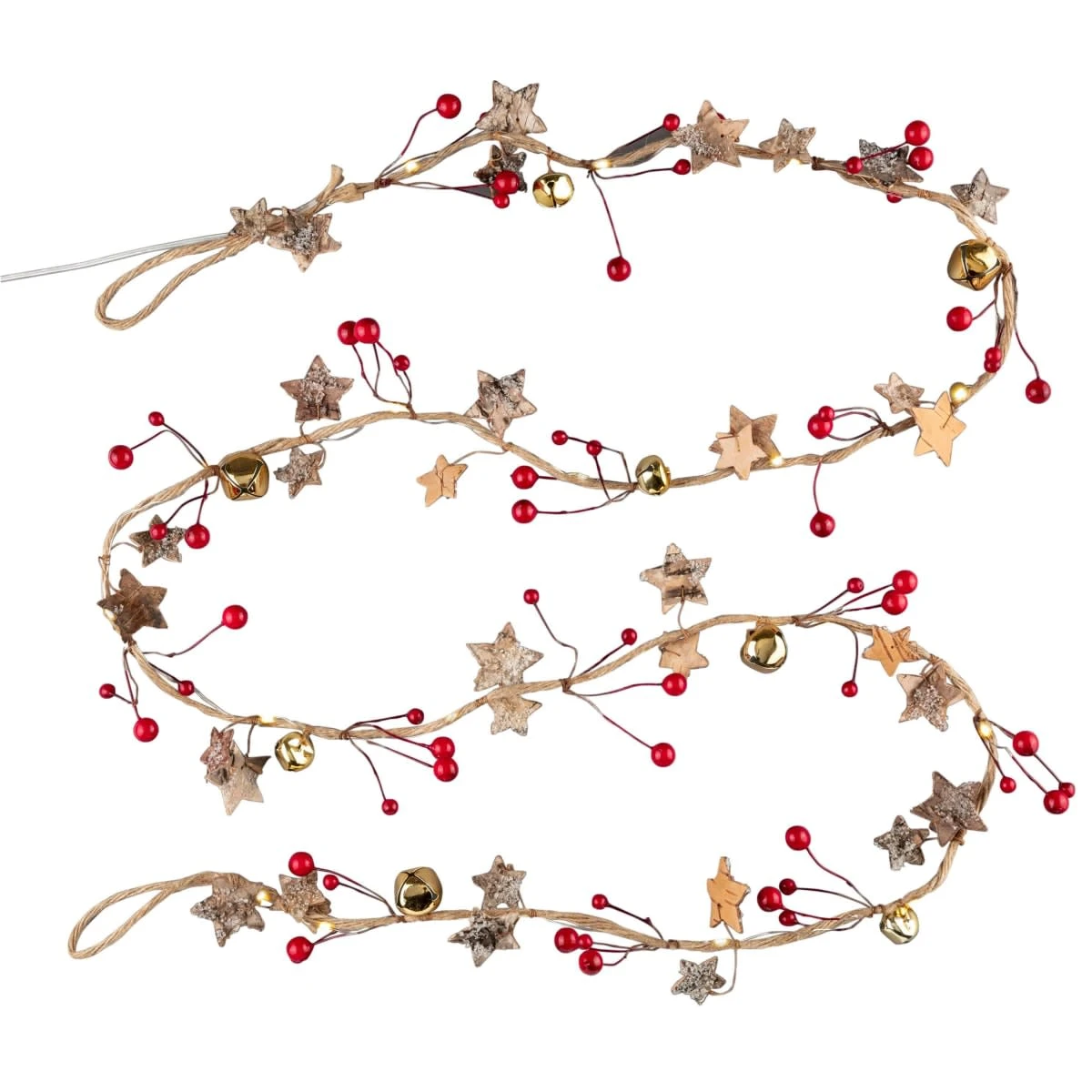 PureDay LED-Lichterkette Glöckchen, Rot/Goldfarben – Bild 2