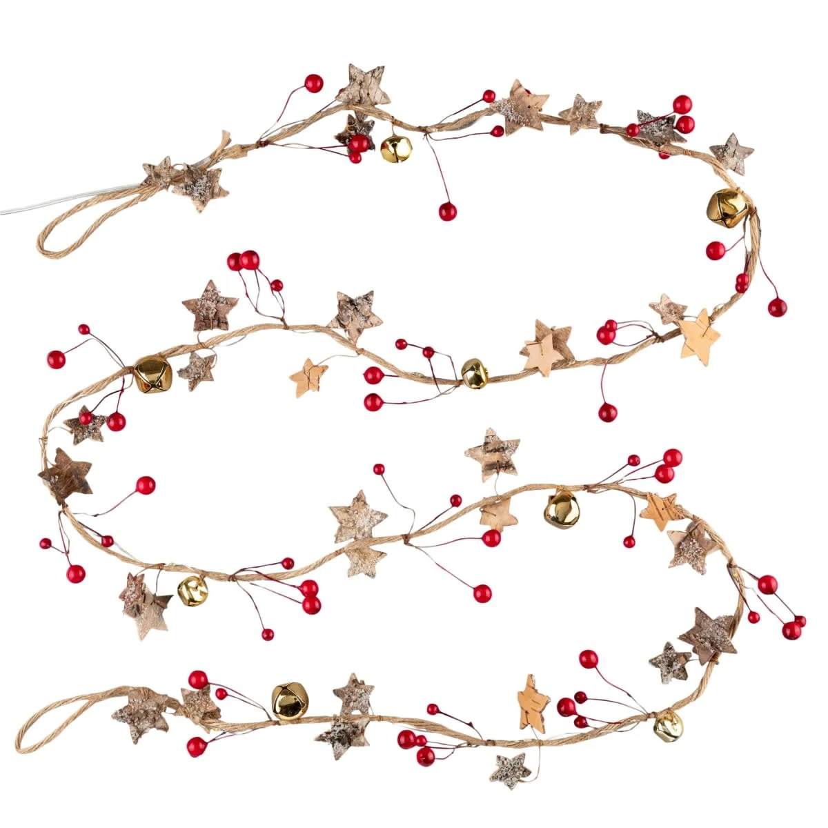 PureDay LED-Lichterkette Glöckchen, Rot/Goldfarben