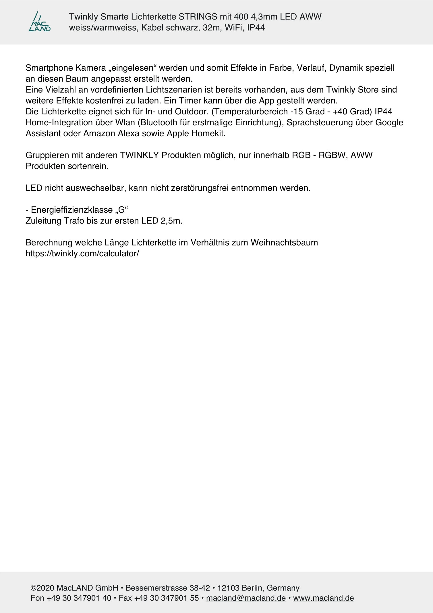 Twinkly Smarte Lichterkette STRINGS Mit 400 LEDs In Weiss/ Schwarz - AWW LED – Bild 11